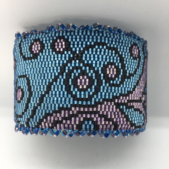 Stylish Handmade Bohemian Glass-Bead Cuff Bracelet - Picture 2 of 7